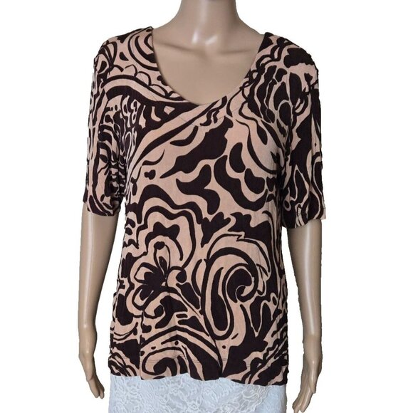 Chico's Travelers Top Women's multicolor Floral Acetate Slinky Knit Size 2 - Picture 1 of 6